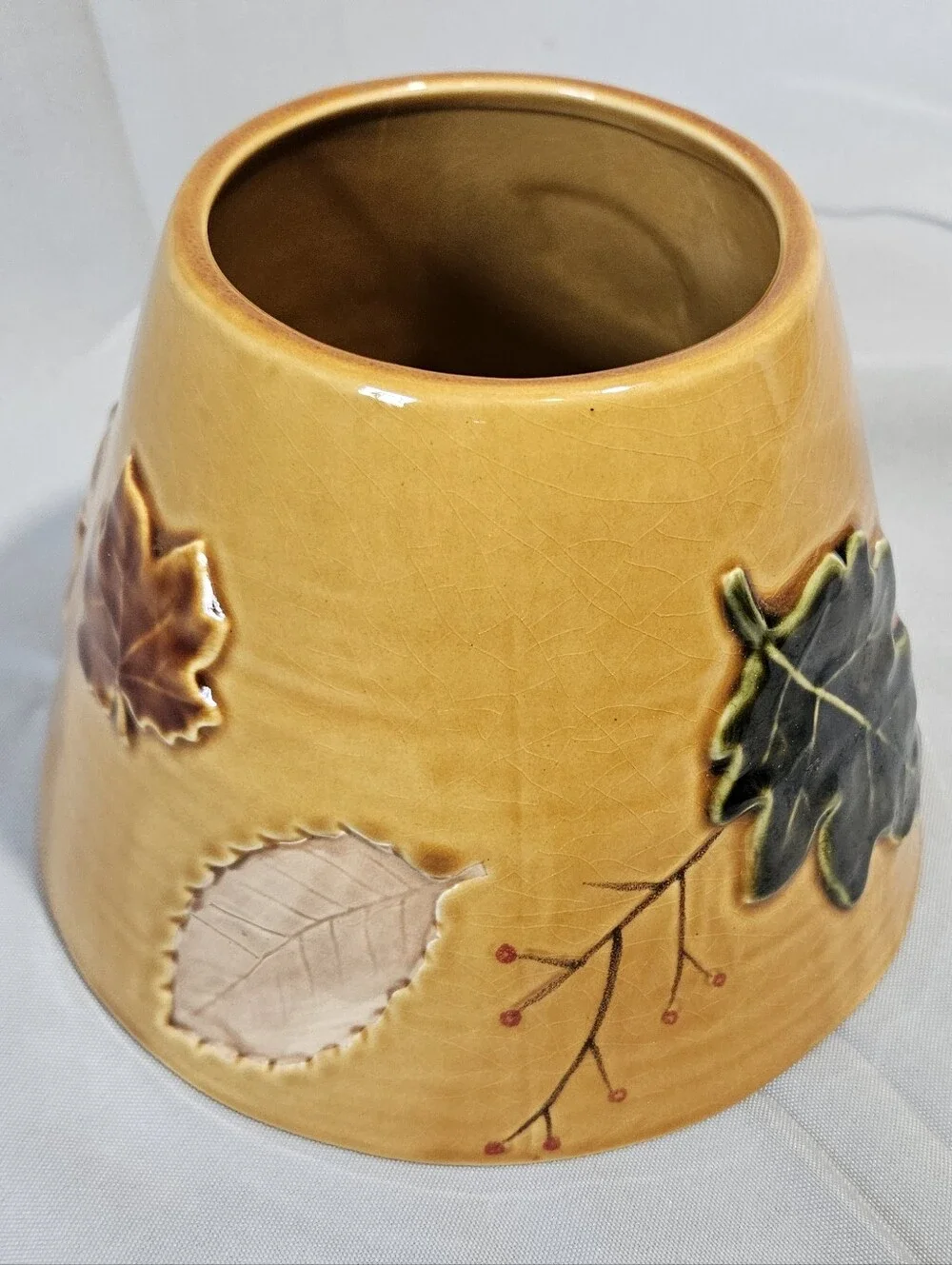 Linens & Things Lg Seasonal Ceramic Shade Fall Autumn Thanksgiving Leaves